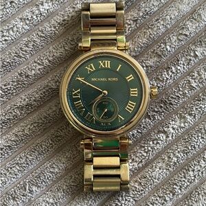 Michael Kors Gold and Green Roman Numeral Watch
